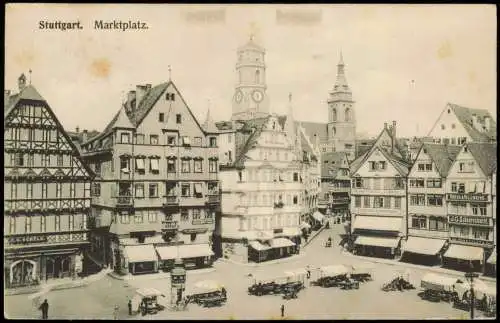 Ansichtskarte Stuttgart Marktplatz 1917