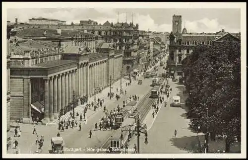 Ansichtskarte Stuttgart Straßenpartie Königsbau, Schloßplatz 1930