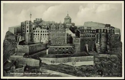 Ansichtskarte Heidelberg Schloßruine von Norden gesehen Fotokunst 1929