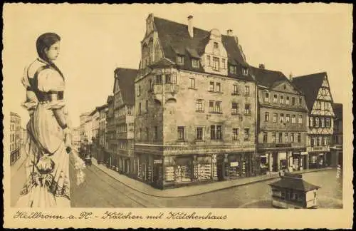 Ansichtskarte Heilbronn Straßenpartie am Kätchenhaus und Kätchen 1928