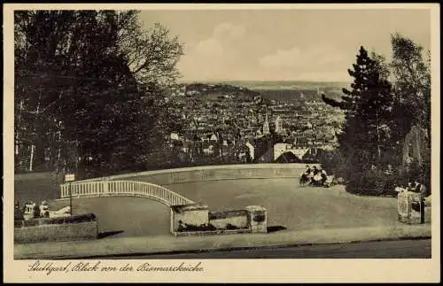 Ansichtskarte Stuttgart Blick von der Bismarckeiche - Platz 1940