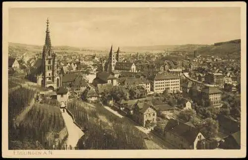 Ansichtskarte Esslingen Blick von den Weinbergen auf die Stadt 1928