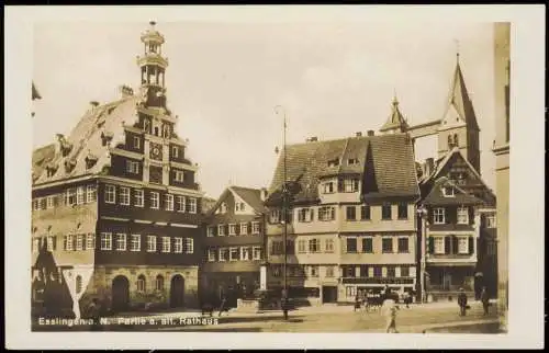 Ansichtskarte Esslingen Marktplatz altes Rathaus 1930