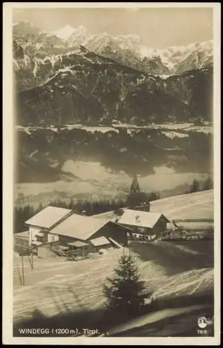 Ansichtskarte Windegg Tirol Blick auf den Ort im Winter 1930