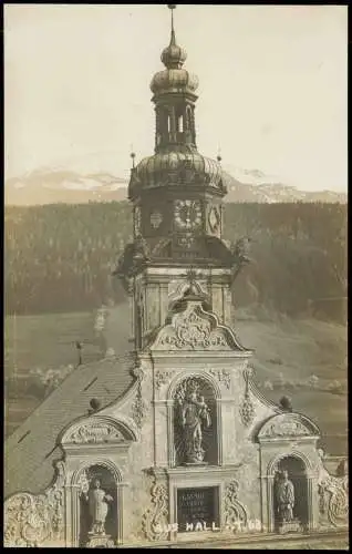 Ansichtskarte Hall in Tirol Solbad Hall Nahaufnahme des Kirchturmes 1913