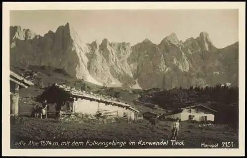 .Tirol Ladiz Alpe 1574 m, mit dem Falkengebirge im Karwendel Tirol. 1929