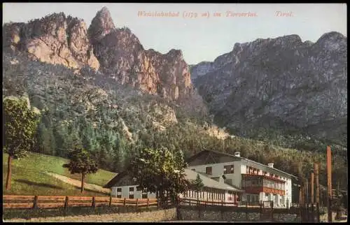 Ansichtskarte .Tirol Weisslahnbad im Tiersertal. Hütte Tirol 1915