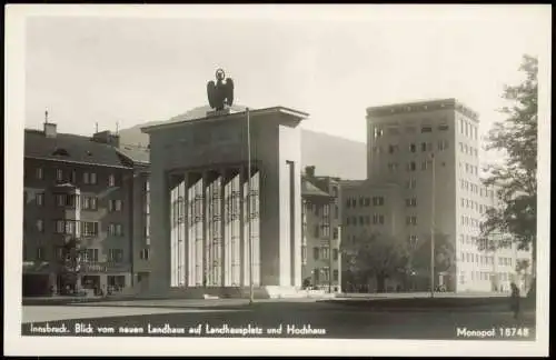 Innsbruck Blick vom neuen Landhaus auf Landhausplatz und Hochhaus 1934