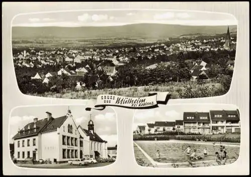 Ansichtskarte Mülheim an der Mosel 3 Bild Stadt, Schwimmbad 1962