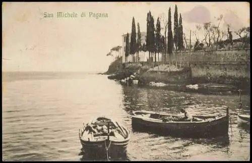 Cartoline San Michele di Pagana Boote vor der Küste 1913  Italien Italia