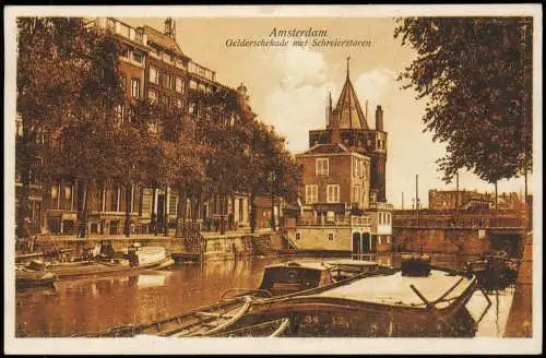 Postkaart Amsterdam Amsterdam Gelderschekade met Schreierstoren 1924