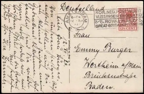 Postkaart Amsterdam Amsterdam Gelderschekade met Schreierstoren 1924