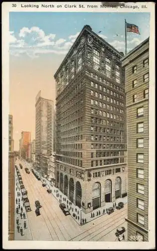 Postcard Chicago 30 Looking North on Clark St. from Monroe 1924