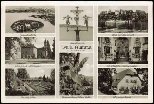 Insel Mainau-Konstanz Luftbild Schloß und Schloßkicche uvm# 1953