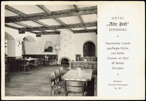 Ansichtskarte Schongau Gastraum Hotel "Alte Post" 1961