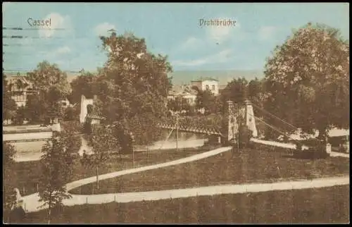 Ansichtskarte Kassel Stadtpartie Drahtbrücke 1915