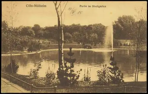 Ansichtskarte Mülheim-Köln Partie im Stadtgarten 1915