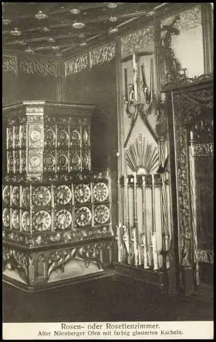 Ansichtskarte Coburg Veste Coburg - Rosen- oder Rosettenzimmer. 1909