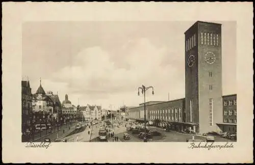 Ansichtskarte Düsseldorf Bahnhofsvorplatz - Bahnhof 1942