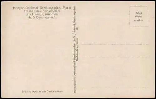 Ansichtskarte Berchtesgaden Krieger-Denkmal, Markt 1930