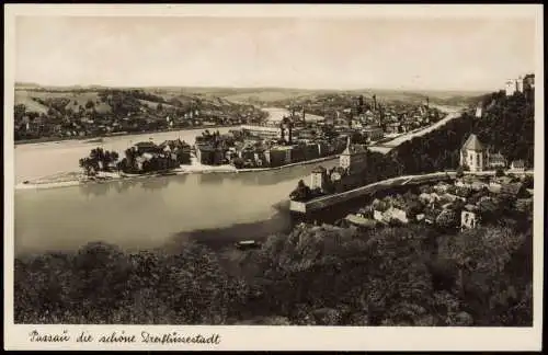 Ansichtskarte Passau Blick auf die Stadt - Fotokarte 1934