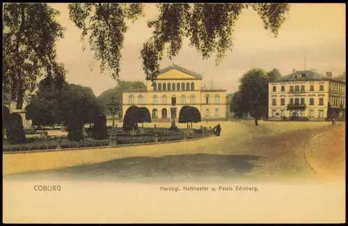 Ansichtskarte Coburg Herzogl. Hoftheater u. Palais Edinburg. 1912