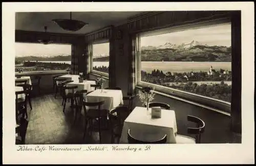 Ansichtskarte Wasserburg am Bodensee Höhen-Cafe-Weinrestaurant Seeblick 1930