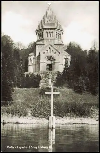 Ansichtskarte Berg (Starnbergersee) Votivkirche - Kreuz im See Fotokarte 1962