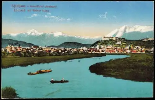 Postcard Laibach Ljubljana (Lubiana) Stadt mit Steiner Alpen 1917