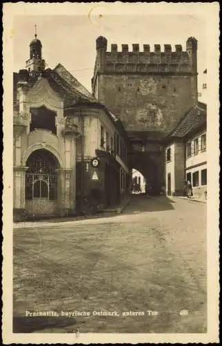 Postcard Prachatitz Prachatice Unteres Tor 1941