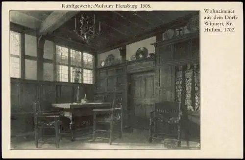 Ansichtskarte Flensburg Kunstgewerbe-Museum Wohnzimmer Winnert Kr. Husum 1908