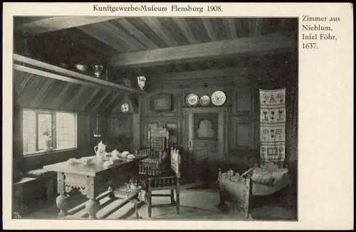 Ansichtskarte Flensburg Kunstgewerbe-Museum Nieblum, Insel Föhr, Zimmer 1908