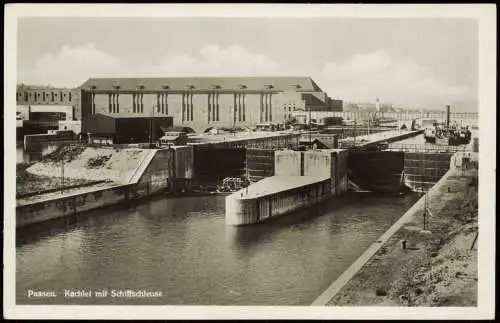 Ansichtskarte Passau Kachtel mit Schiffschleuse 1930