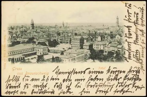 Ansichtskarte Braunschweig Blick über die Stadt 1899