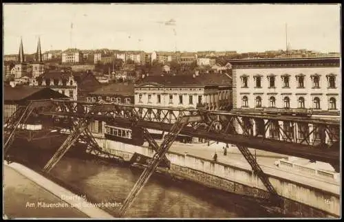 Ansichtskarte Elberfeld-Wuppertal Am Mäuerchen und Schwebebahn 1927