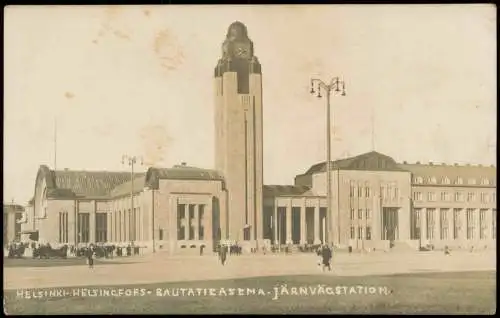 Postcard Helsinki Helsingfors Bahnhof Rautatieasema Järnvägstation 1923