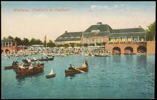 Ansichtskarte Hamburg Stadthalle im Stadtpark - Ruderer 1914