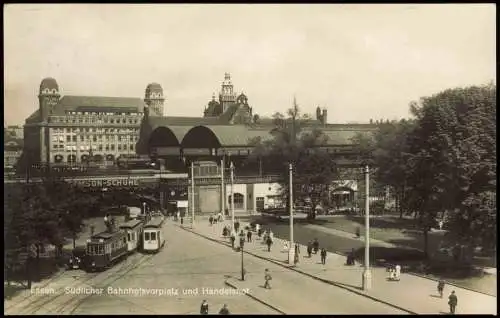 Ansichtskarte Essen (Ruhr) Südlicher Bahnhofsvorplatz und Handelshof 1929