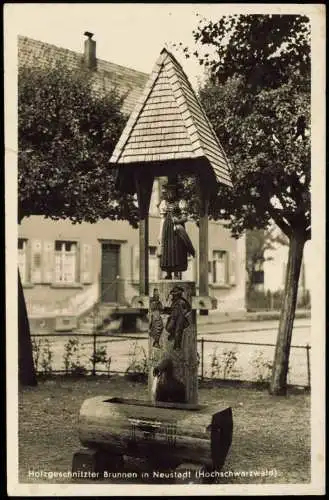 Titisee-Neustadt Holzgeschnitzter Brunnen Schwarzwald 1940  gel. Feldpost WK2