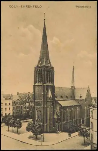 Ansichtskarte Ehrenfeld-Köln Partie an der Peterskirche 1914