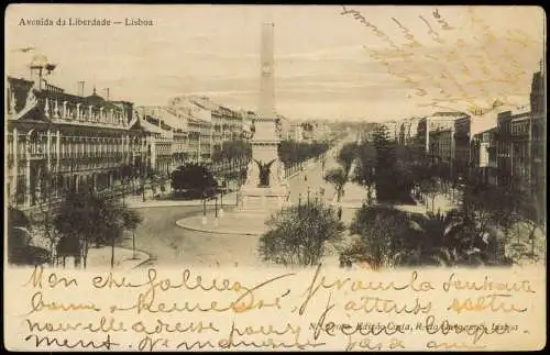 Postcard Lissabon Lisboa Avenida da Liberdade 1908  Portugal