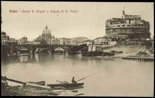 Cartoline Rom Roma Castel 5. Angelo e Cupola di S. Pietro 1917