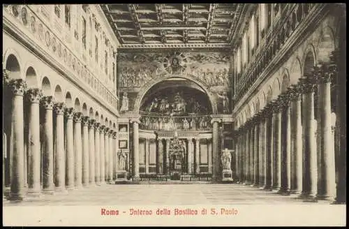 Cartoline Rom Roma Interno della Basilica di S. Paolo 1913