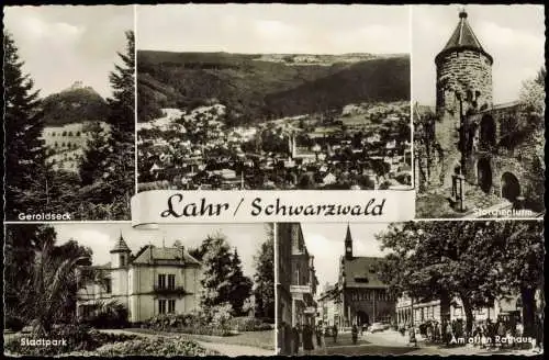 Ansichtskarte Lahr (Schwarzwald) Geroldseck, Storchenturm, Stadt uvm 1961