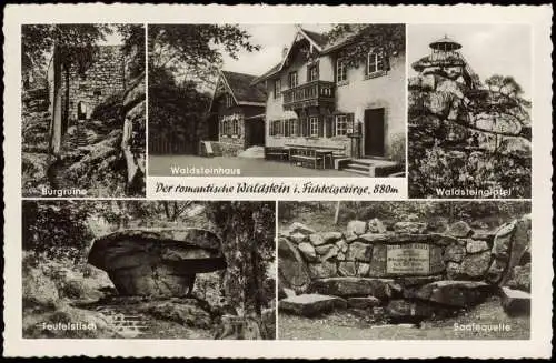 Ansichtskarte Waldstein MB: Waldsteinglotel Teufelstisch Der Waldstein 1956