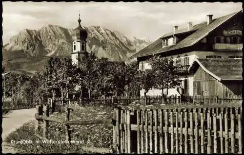 Ansichtskarte Krün Stadtpartie mit Wetterstein-Wand Fotokarte 1964