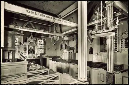 Ansichtskarte Spiekeroog Inselkirche - Schiff - Altar 1963