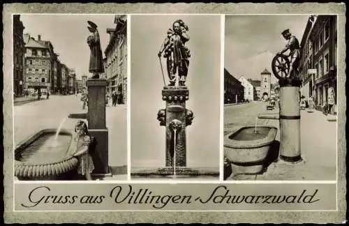 Ansichtskarte Villingen-Villingen-Schwenningen 3 Bild Brunnen verziert 1962