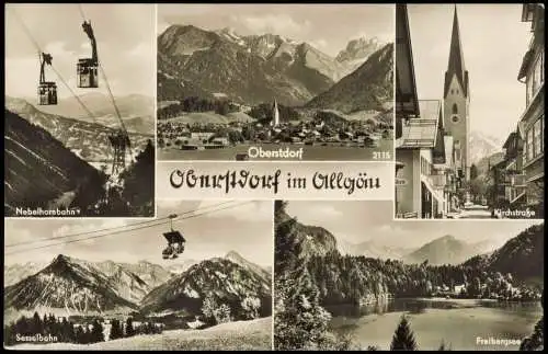 Ansichtskarte Oberstdorf Allgäu Stadtteilansichten  1958  Stempel Nebelhornbahn