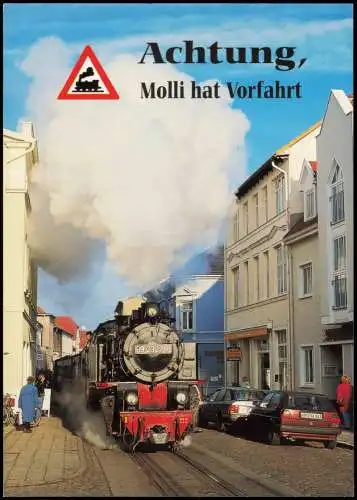 .Mecklenburg-Vorpommern Die Bäderbahn Molli Dampflok Straßenszene 2009